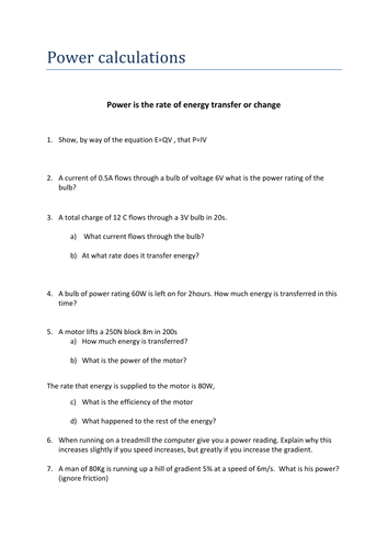 Power calculations | Teaching Resources