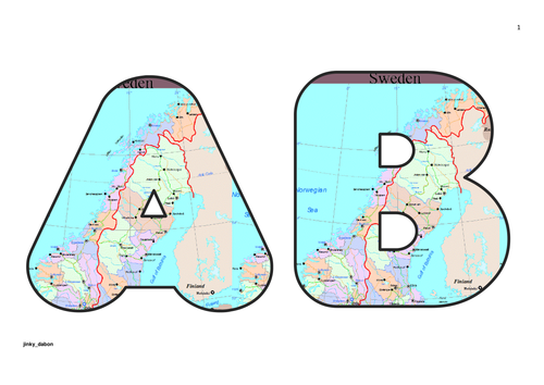Map of Sweden Alphabet and Numbers