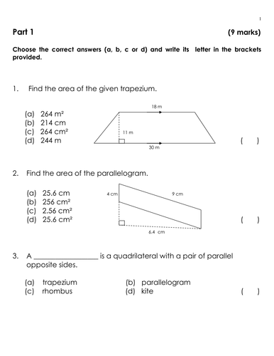 KS3 Quiz (Quadrilaterals)