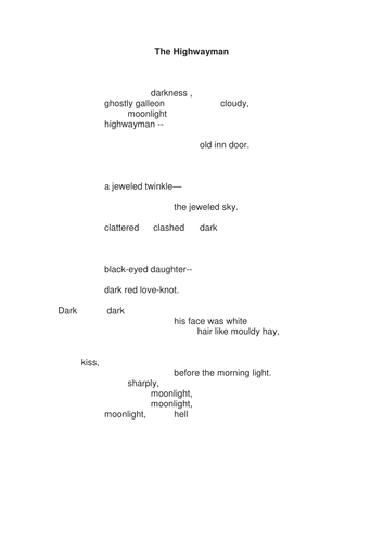 The Highwayman selected text