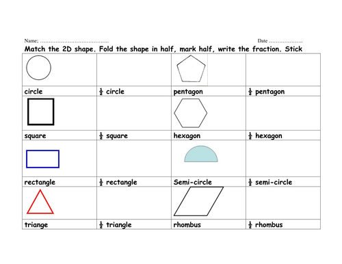 match the 2d shape and half it. | Teaching Resources