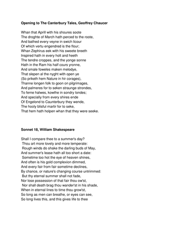 Canon Poems Timeline