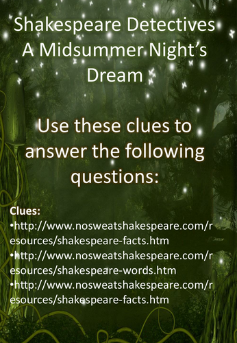 A Midsummer Night's Dream Booklet A4 in straightfo