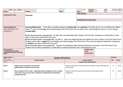A Midsummer Night's Dream Lesson 3 Plan