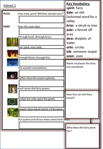 A Midsummer Night's Dream Infer and Deduce Extract