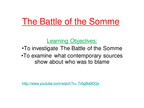 Lesson 6 - The Somme