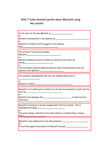 Macbeth: GCSE Coursework Essay Plan Guide