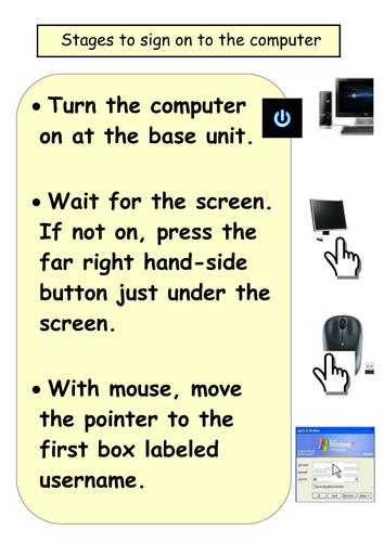 Helping children to sign onto the computer