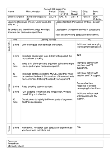 Lesson 8 - Persuasive Writing