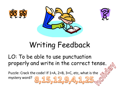 Full lesson PP Feeding Back to Level 4 Writers