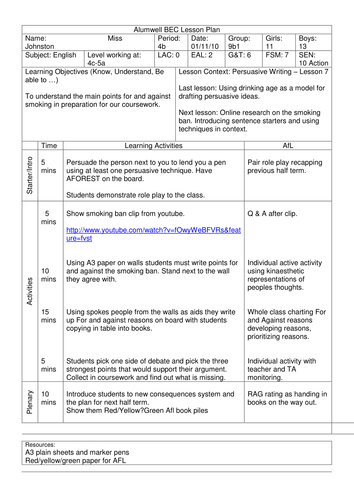 Lesson 8 - Persuasive Writing