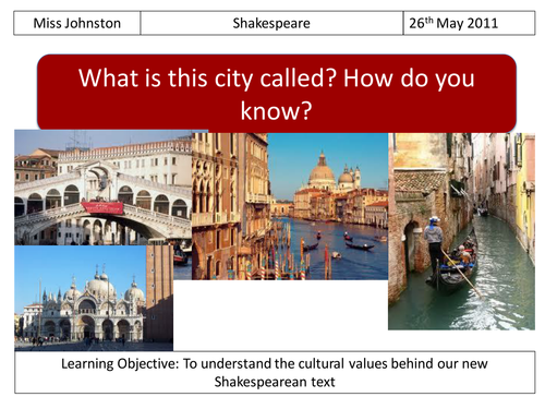 The Merchant of Venice: Introduction Lesson