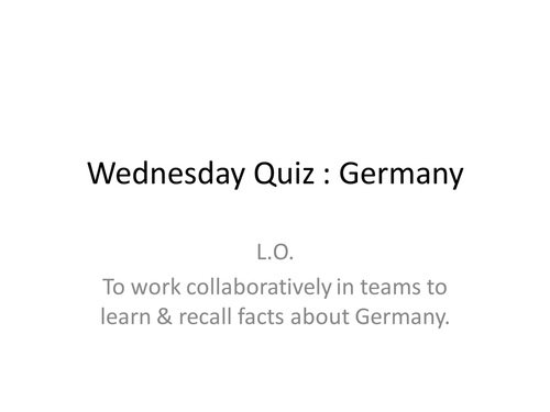 Cross Curricular Quiz On Germany