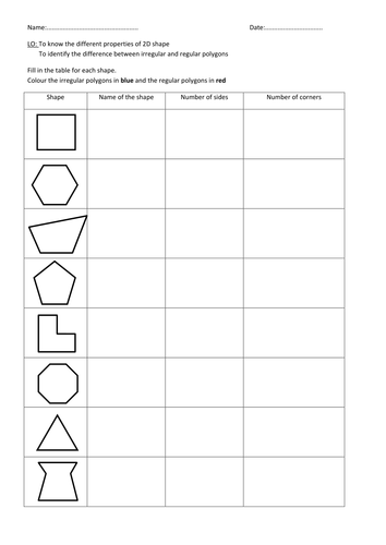 recap 2d shapes teaching resources