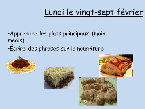 Menu de la cantine