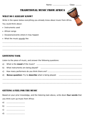 African Drumming week 1 - general by cfirman - Teaching Resources - Tes