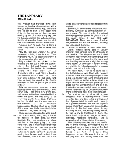 The landlady by roald dahl essay