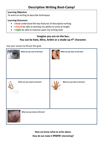 Descriptive Writing Worksheet