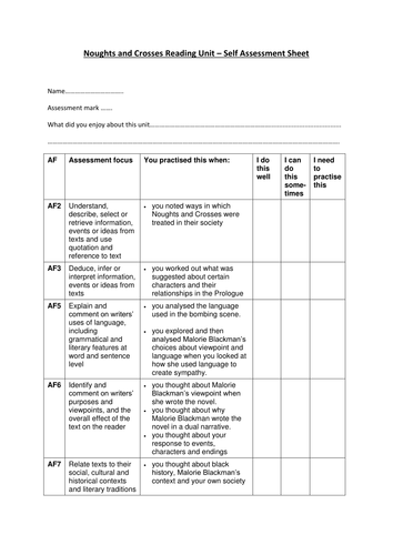 Self Assessment Worksheet