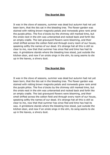 Exemplar - The Scarlet Ibis