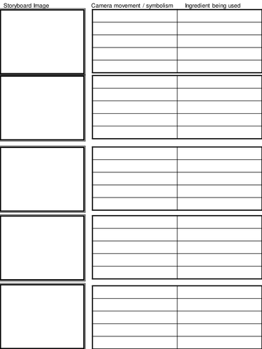Storyboard Template For Pupil Work
