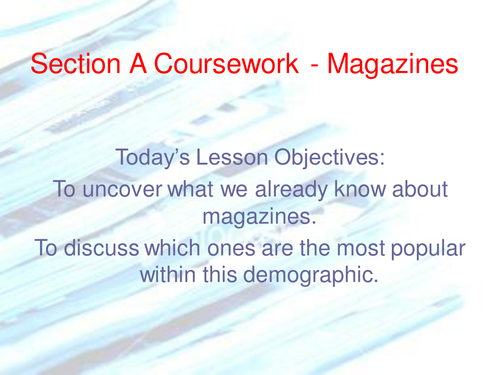 Full lesson PP ON Magazines & What We Know