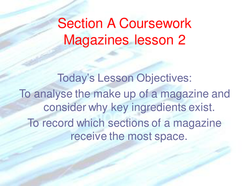 The make Up Of A Magazine