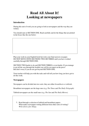 Unti of Work on Newspapers