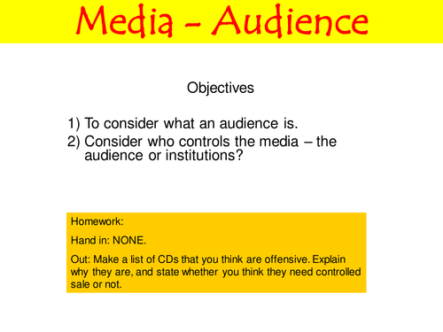 Media Studies - Concept of Audience Full lesson PP