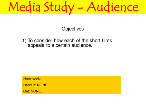 GCSE Media Studies ConCepts Audience Task