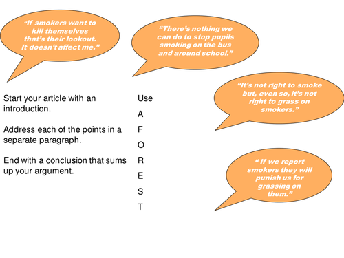 Worksheet Plan on Anti Smoking Article