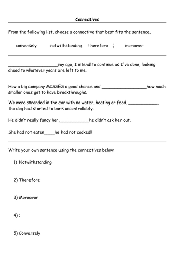 connectives-worksheet-level-6-writers-teaching-resources