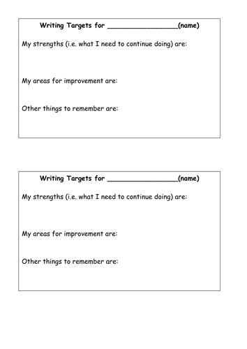 Writing Target Cards