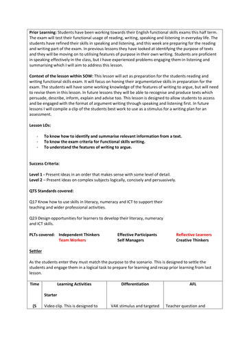 preparation for reading and writing functional