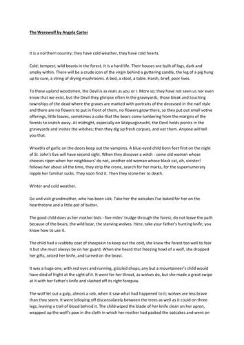 The Werewolf By Angela Carter Full lesson PP