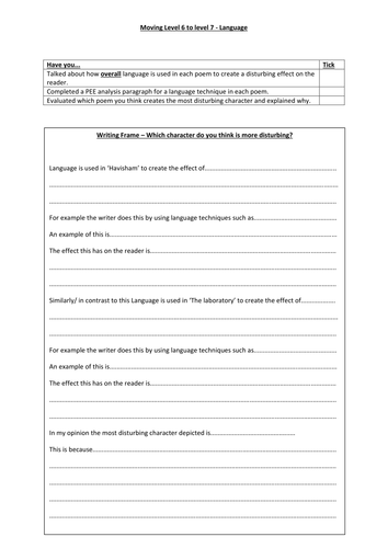 Analysis of poetry -Moving from Level 6 to Level 7