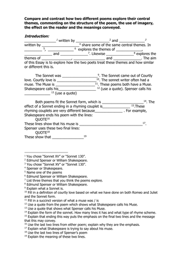 Essay Plan that details how to structure comparing