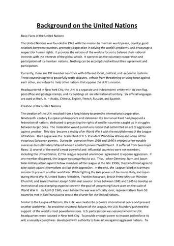 Background on the United Nations
