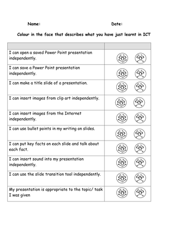 Self evaluation for powerpoint