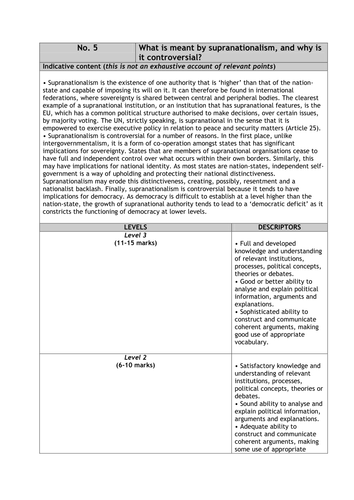 Unit 3: Extended Themes in Political Analysis Mock