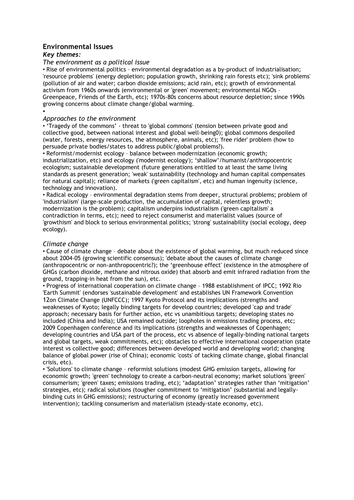 Environmental Issues - key themes