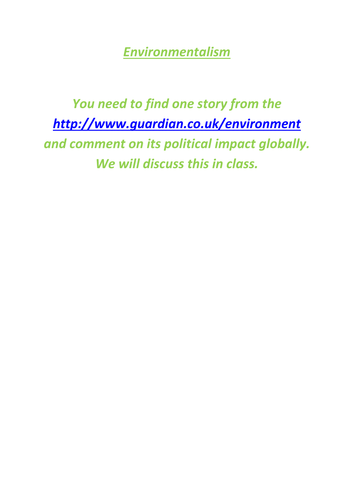 Environmentalism homework