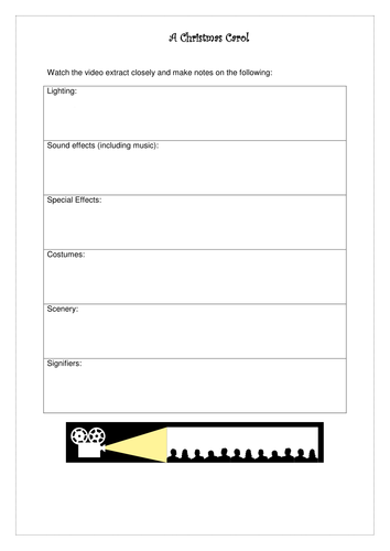 Christmas Carol Film Analysis Sheet