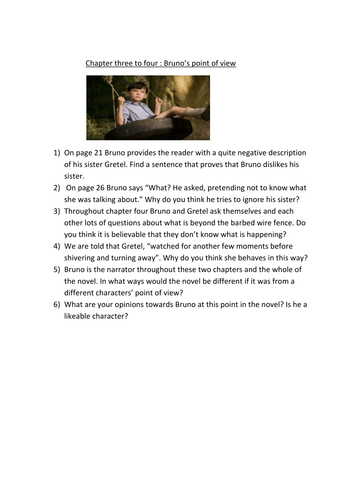 Boy In The Striped Pyjamas - Bruno Worksheet