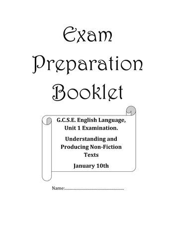 Homework Booklet First pages for GCSE