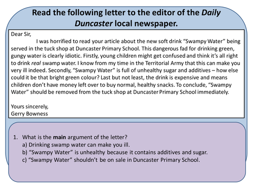 Identifying the Argument in a Letter