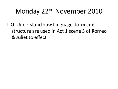 Iambic Pentameter and Sonnet Act 1 Scene 5 R&J