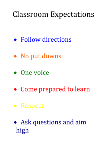Classroom Expectations - All Subjects