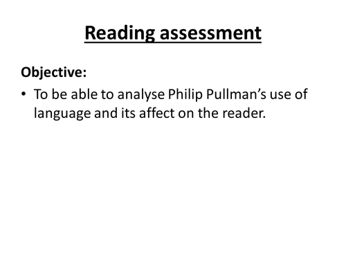 Reading Assessment KS3 Based on Ruby In The Smoke