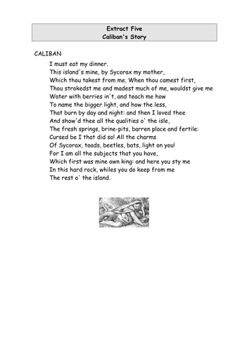 The Tempest: Caliban vs Prospero: Worksheet